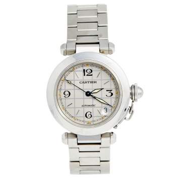 Pre Owned Cartier Silver Stainless Steel Pasha de Cartier 2324 Women's Wristwatch 35 mm