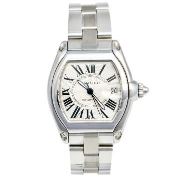 Pre Owned Cartier Silver Stainless Steel Roadster 2510 Men's Wristwatch 38 mm