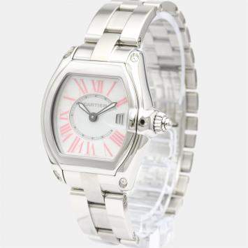 Pre Owned Cartier MOP Stainless Steel Roadster Christmas LTD W6206006 Women's Wristwatch 33 MM