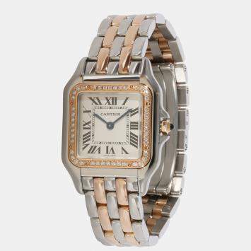 Pre Owned Cartier Silver Rose Gold And Stainless Steel  Panthere W3PN0007 Quartz Women's Wristwatch 27 mm