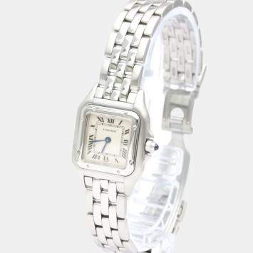 Pre Owned Cartier Silver Stainless Steel Panthere W25033P5 Quartz Women's Wristwatch 22 mm