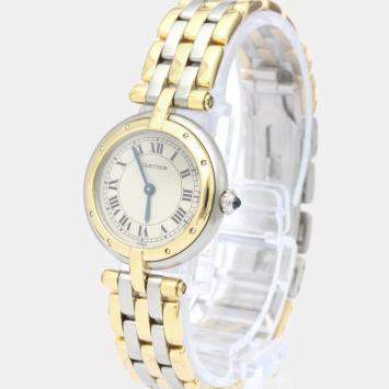 Pre Owned Cartier Silver 18K Yellow Gold And Stainless Steel Panthere Vendome Quartz Women's Wristwatch 24 mm