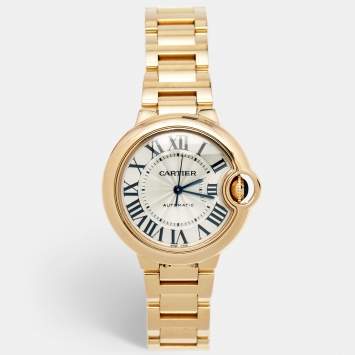 Pre Owned Cartier Silver 18K Rose Gold Ballon Bleu 3490 Women's Wristwatch 33 mm