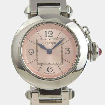 Pre Owned Cartier Pink Stainless Steel Miss Pasha Women's Wristwatch 29 mm
