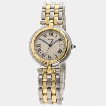 Pre Owned Cartier Silver 18K Yellow Gold And Stainless Steel Panthere Cougar Women's Wristwatch 29.5 mm