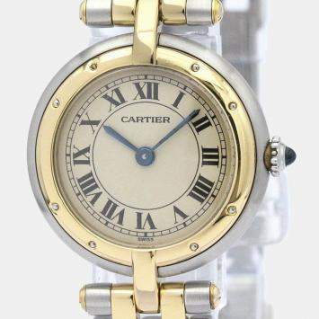 Pre Owned Cartier Silver 18K Yellow Gold And Stainless Steel Panthere Cougar Quartz Women's Wristwatch 24 mm