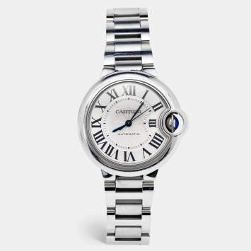 Pre Owned Cartier Silver Stainless Steel Ballon Bleu W6920071 Women's Wristwatch 33 mm