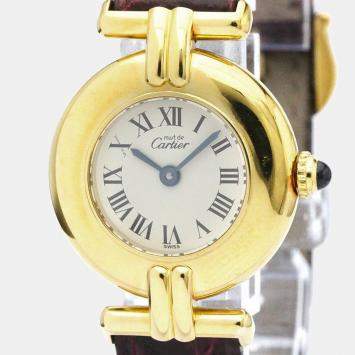 Pre Owned Cartier White Gold Tone Stainless Steel Must Colisee Women's Wristwatch 24 mm