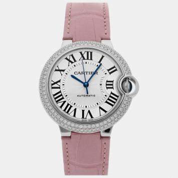 Pre Owned Cartier Ballon Bleu WE900651 Automatic Silver 18k White Gold Women’s Wristwatch 36mm