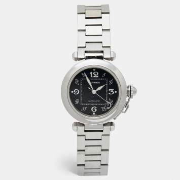 Pre Owned Cartier Black Stainless Steel Pasha W31043M7 Women's Wristwatch 35 mm