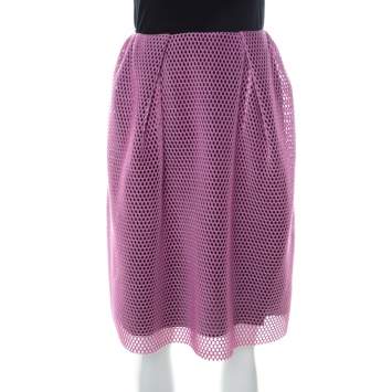 Pre Owned Carven Pink & Black Mesh Layered Skirt M