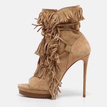 Pre Owned Casadei Brown Suede Ankle  Boots Size 37