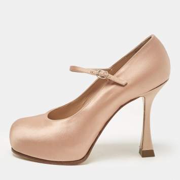 Pre Owned Casadei Pink Satin Platform Mary Jane Pumps Size 40
