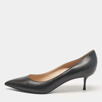 Pre Owned Casadei Black Leather Pointed Toe Pumps Size 41