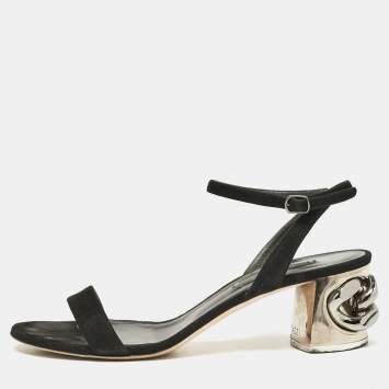 Casadei Black Suede Ankle Strap Block Heel  Sandals Size 39