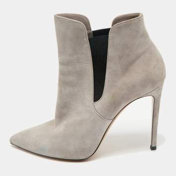 Casadei Grey Suede Pointed Toe Ankle Length Boots Size 39