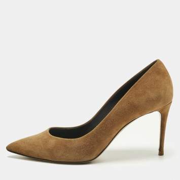 مملوكة مسبقًا Casadei Brown Suede Pointed Toe Pumps Size 37.5