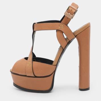مملوكة مسبقًا Casadei Size 35 Brown Leather Platform Sandals