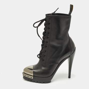 مملوكة مسبقًا Casadei Size 38.5 Black Leather Ankle Length Boots
