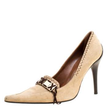 Casadei Beige Suede Pointed Toe Pumps Size 38.5