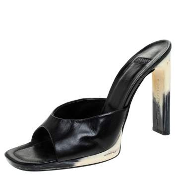Pre Owned Casadei Black Leather Open Toe Sandals Size 41