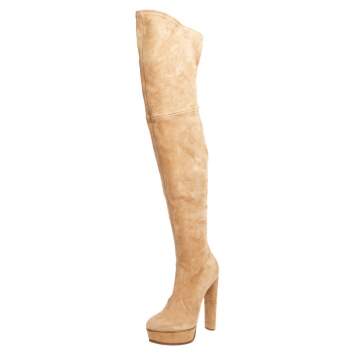 مملوكة مسبقًا Casadei Brown Suede Over Knee Boots Size 39