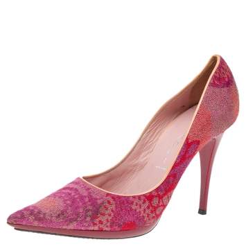Pre Owned Casadei Multicolor Fabric And Leather Pointed Toe Pumps Size 36