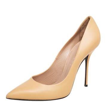 Pre Owned Casadei Beige Leather Pointed Toe Pumps Size 41