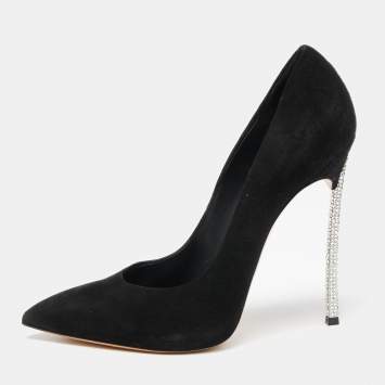 مملوكة مسبقًا Casadei Black Suede Blade Pearl Pumps Size 40