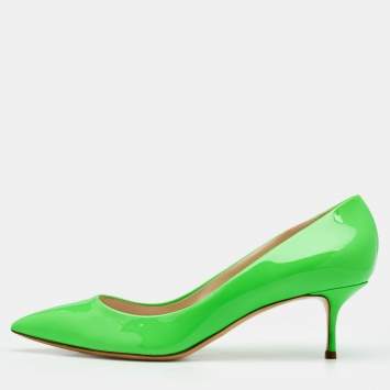 Pre Owned Casadei Neon Green Patent Leather Pumps Size 39