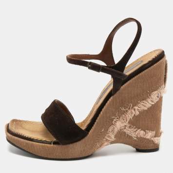 Pre Owned Casadei Brown Suede Espadrille Sandals Size 36