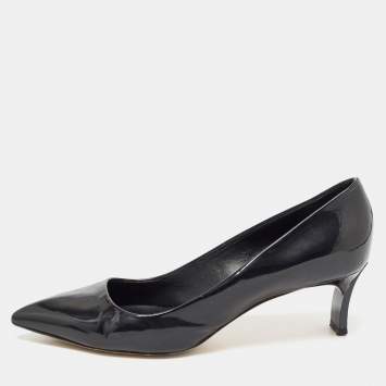 Pre Owned Casadei Black Patent Leather Pointed Toe Pumps Size 37.5