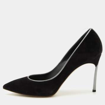 Pre Owned Casadei Black Suede Blade Pumps Size 36.5
