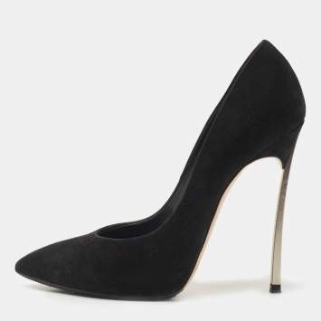 Pre Owned Casadei Black Suede Blade Pumps Size 38