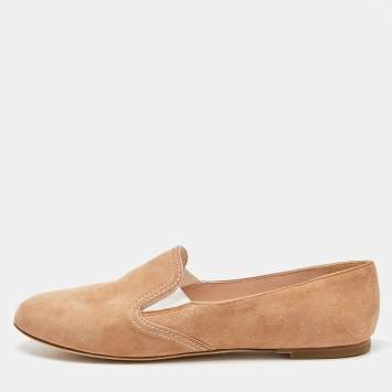 Pre Owned Casadei Beige Suede Smoking Slippers Size 40