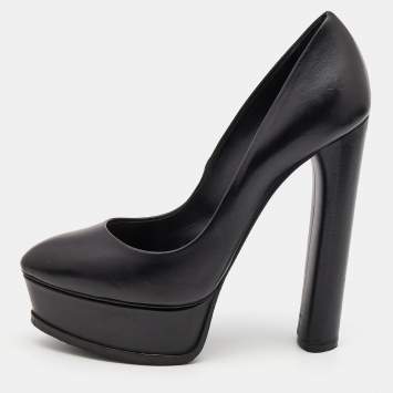 مملوكة مسبقًا Casadei Black Leather Platform Pumps Size 36.5