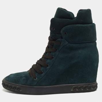 Pre Owned Casadei Teal Suede Lace Up Ankle Boots Size 39