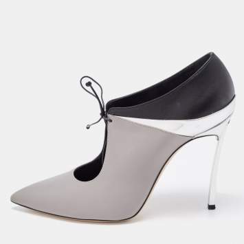 Pre Owned Casadei Tricolor Patent and Leather Lace Booties Size 38