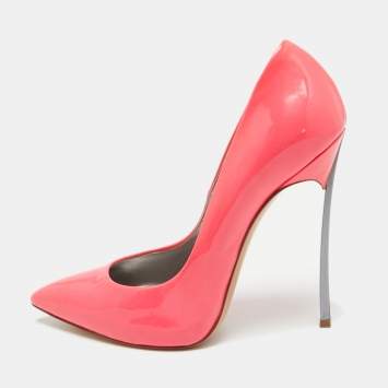 Pre Owned Casadei Neon Pink Patent Leather Pointed Toe Pumps Size 38
