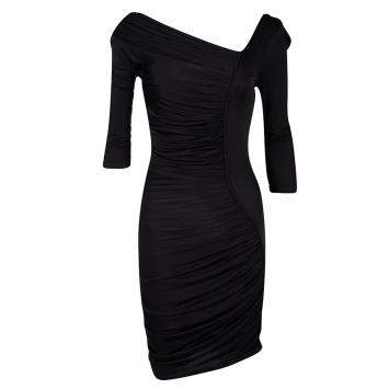 Pre Owned Catherine Malandrino Black Jersey Ruched Mini Dress S