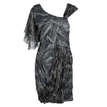 Pre Owned Catherine Malandrino Multicolor Printed Ruffle Detail Draped Dress S