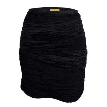 Pre Owned Catherine Malandrino Black Crinkled Silk Mini Skirt M
