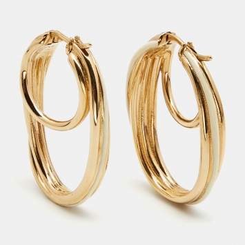 Pre Owned Celine Enamel Gold Tone Earrings