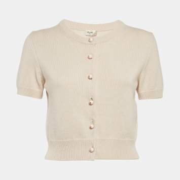 Pre Owned Celine Light Pink Cashmere Buttoned Top M