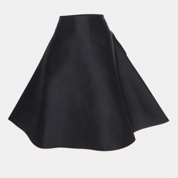 Pre Owned Celine Black Wool Blend A-Line Mikado Skirt M