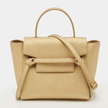 مملوكة مسبقًا Celine Belt Nano Gold Leather Top Handle Bag