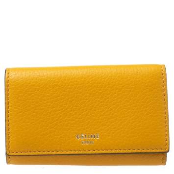 Pre Owned Celine Mustard Leather Leather Key Holder