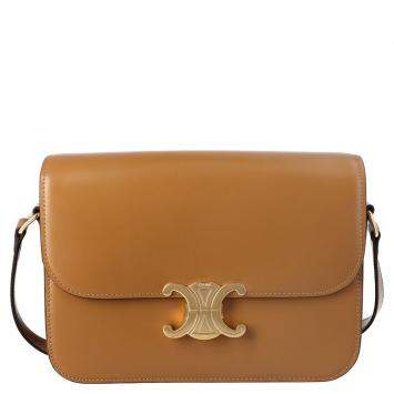 Pre Owned Celine Brown Leather Medium Triomphe Shoulder Bag