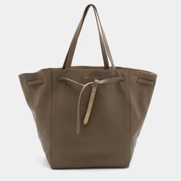 Pre Owned Celine Beige Leather Medium Cabas Phantom Tote