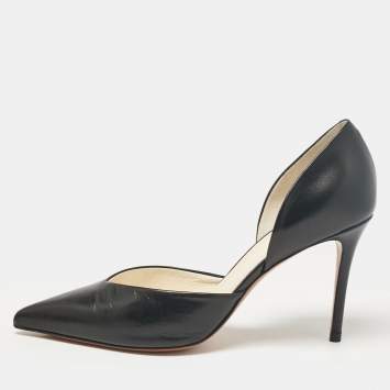 Pre Owned Celine Black Leather D'orsay Pumps Size 38.5
